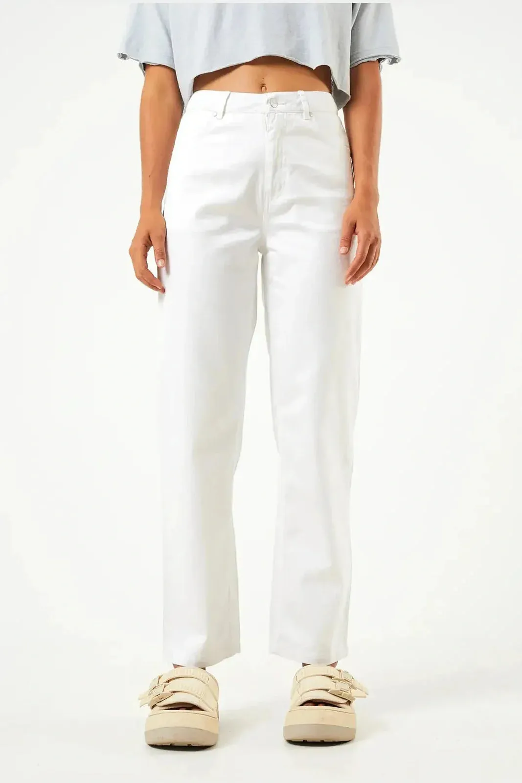 Afends shelby - hemp twill wide leg pants - white