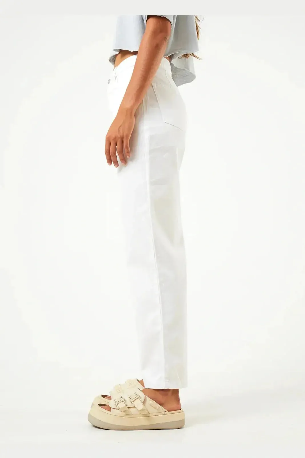 Afends shelby - hemp twill wide leg pants - white