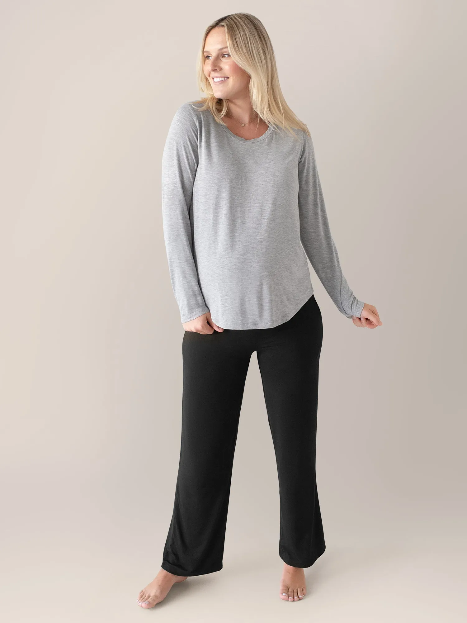 Bamboo Maternity & Nursing Long Sleeve T-shirt | Grey Heather