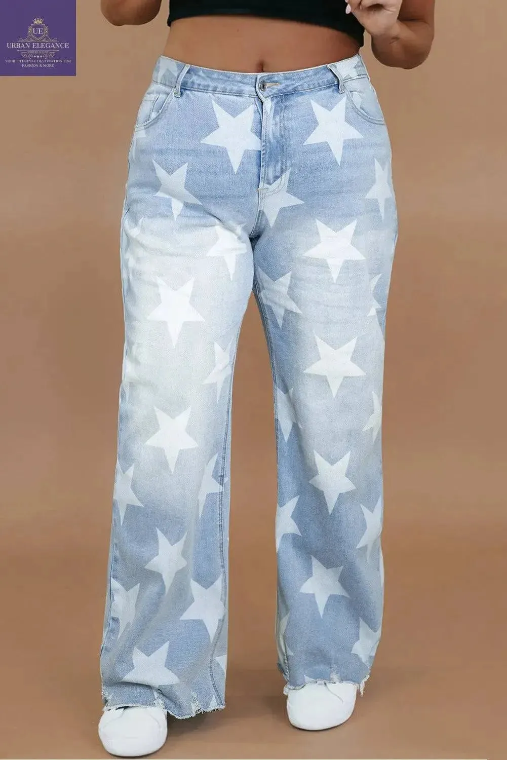 Beau Blue Star Pattern High Waist Jeans