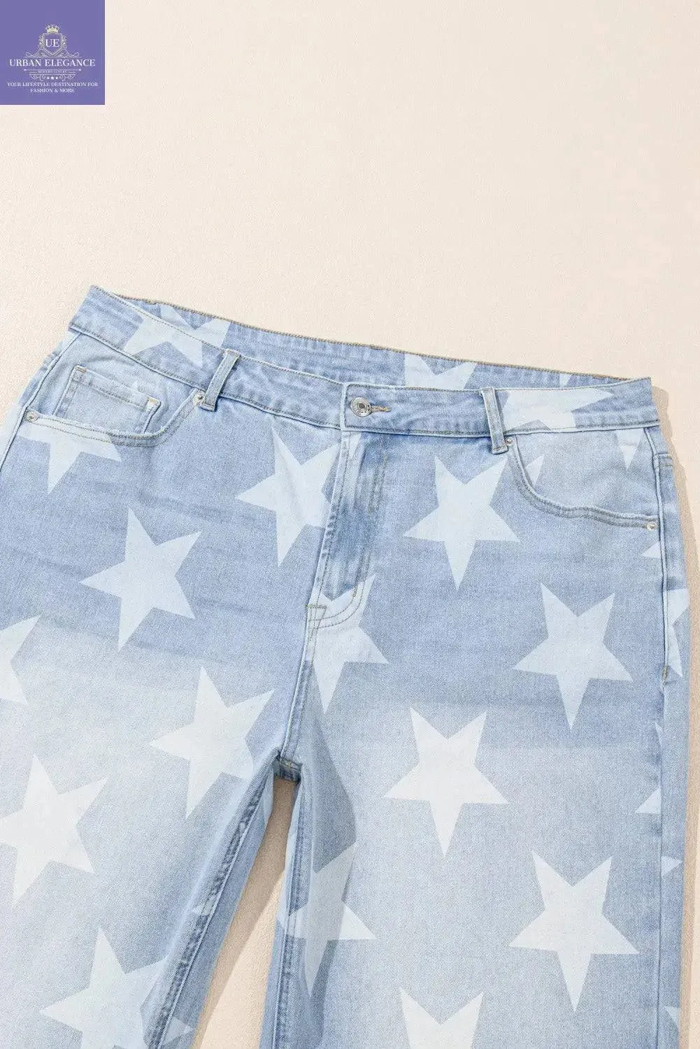 Beau Blue Star Pattern High Waist Jeans