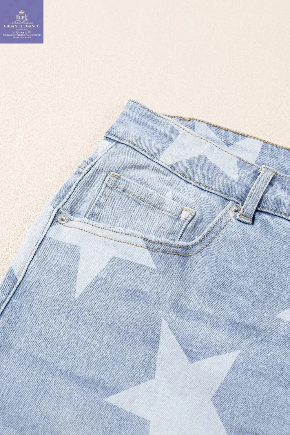 Beau Blue Star Pattern High Waist Jeans