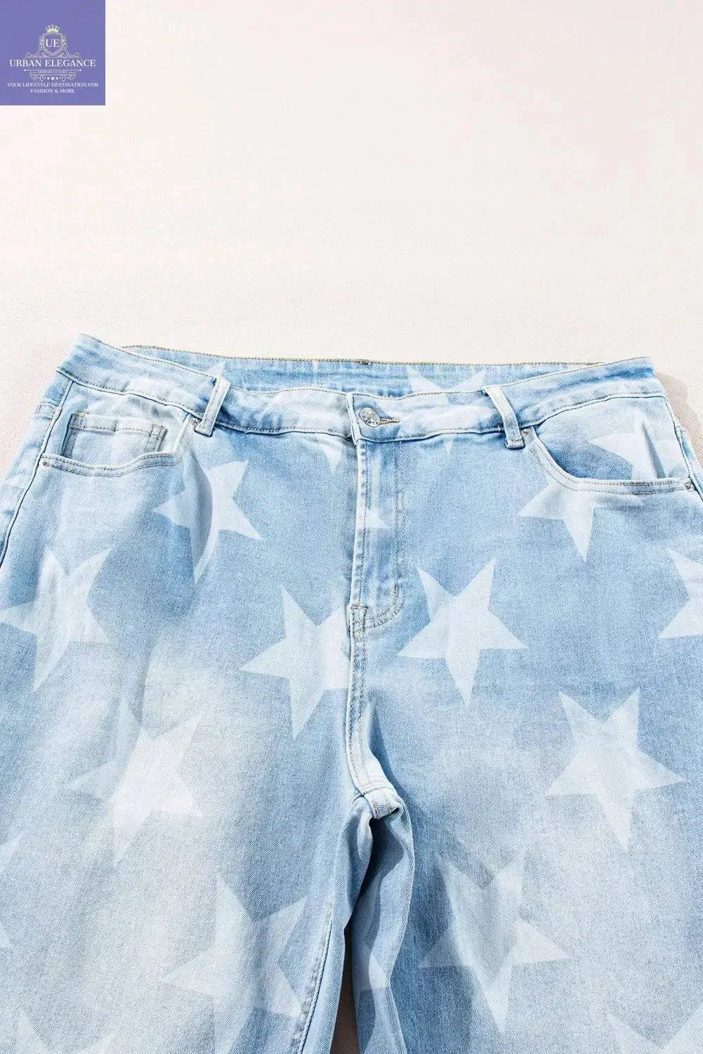 Beau Blue Star Pattern High Waist Jeans