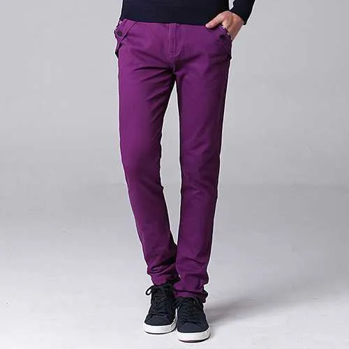 Big Size 30-44 Fashion Korean Casual Straight Slim Pants Men's  Solid Color Trousers