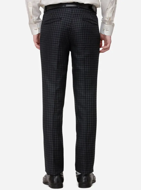 Black & Grey Checked Slim Fit Formal Trouser | JB Studio