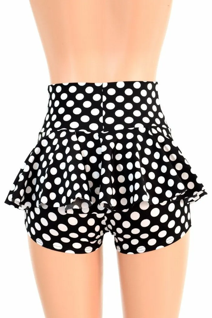 Black & White Polka Dot Ruffle Rump Shorts