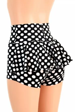 Black & White Polka Dot Ruffle Rump Shorts