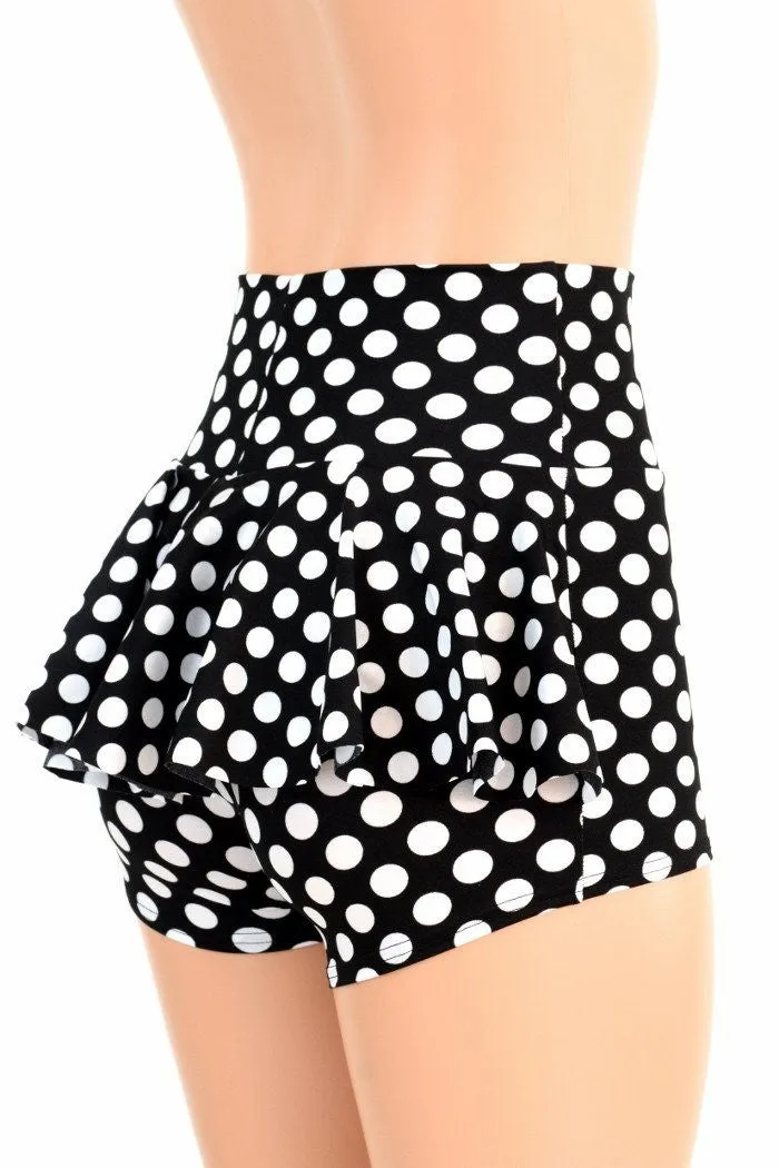 Black & White Polka Dot Ruffle Rump Shorts