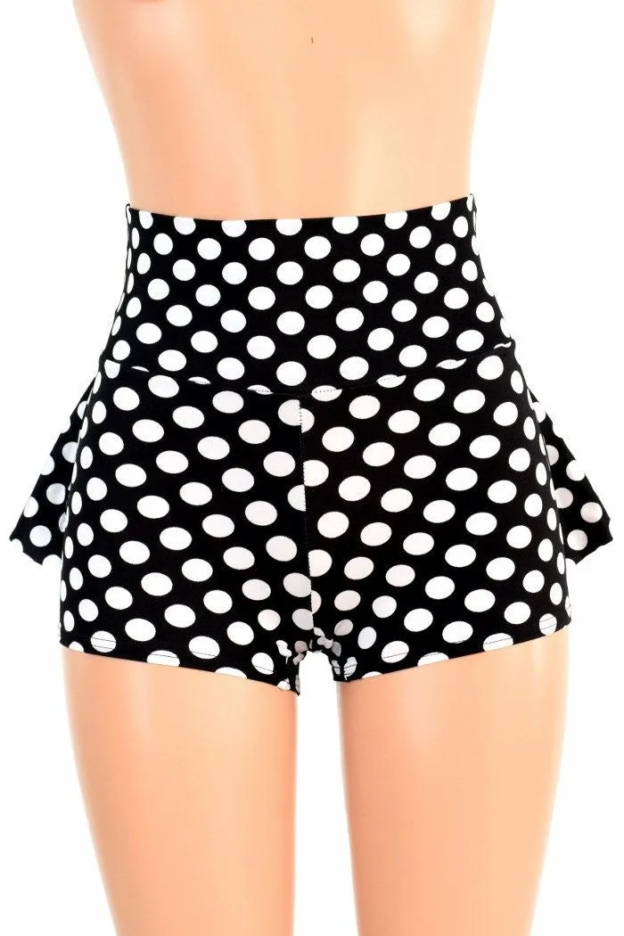 Black & White Polka Dot Ruffle Rump Shorts