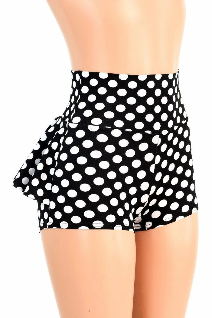 Black & White Polka Dot Ruffle Rump Shorts