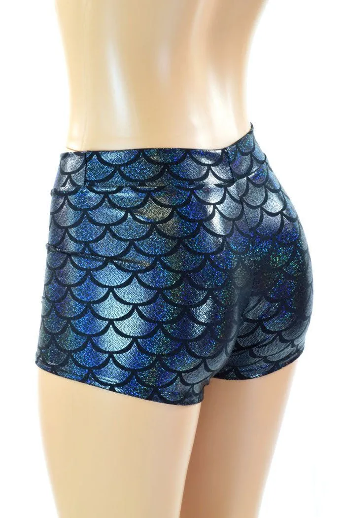 Black Mermaid Mid Rise Shorts