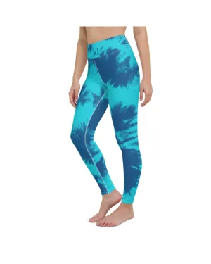 Blue & Aqua Tie Dye Yoga Pants