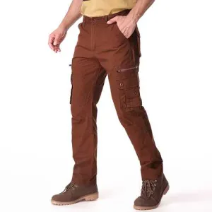 Casual Solid Color Fashion Multi Pockets Long Trousers