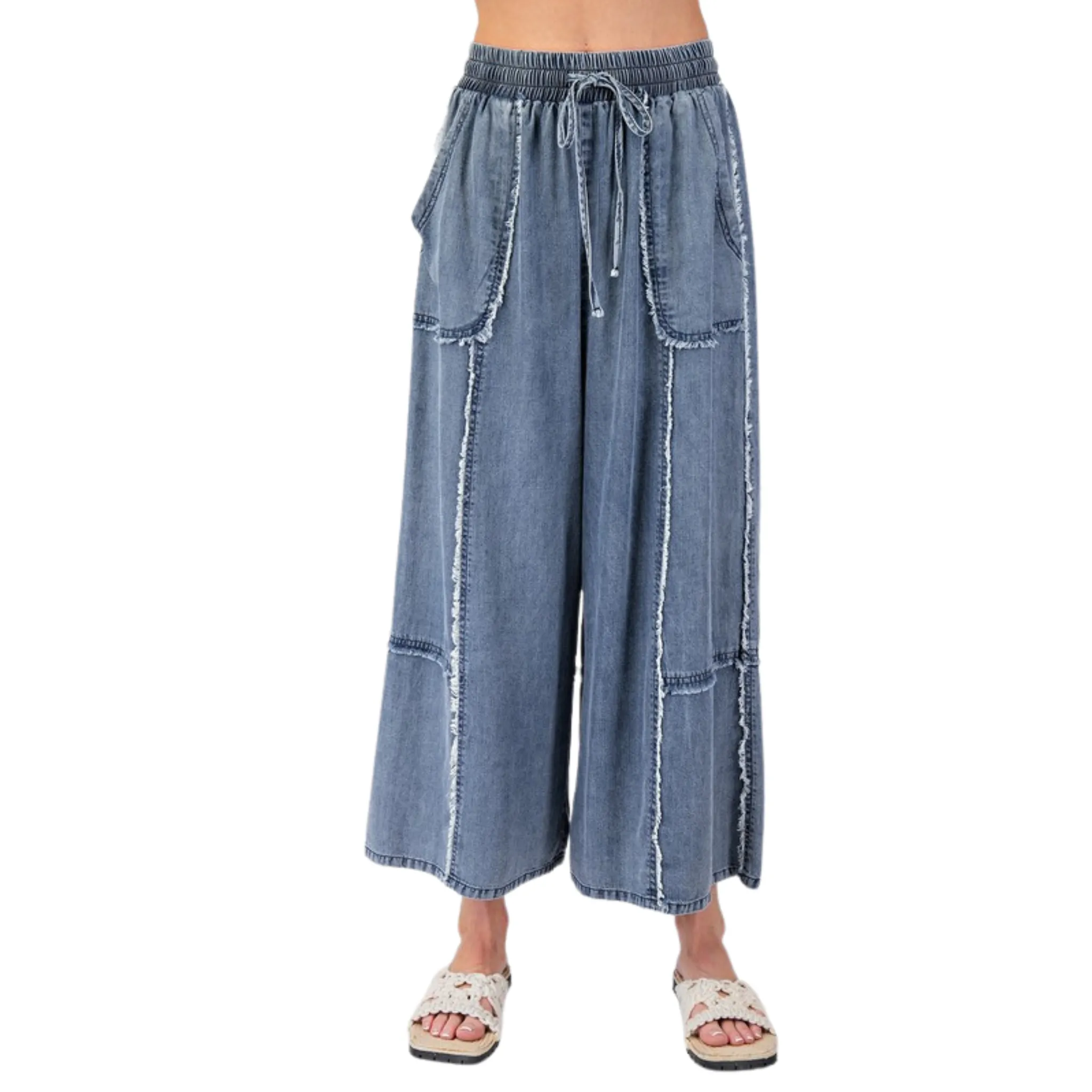 Chambray Palazzo Pants