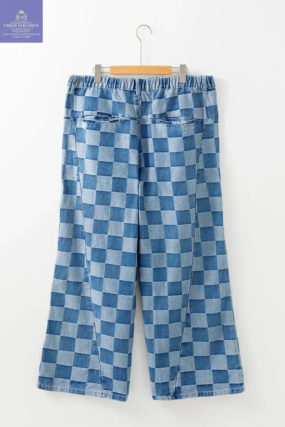 Checkered High Waist Wide Leg Jeans