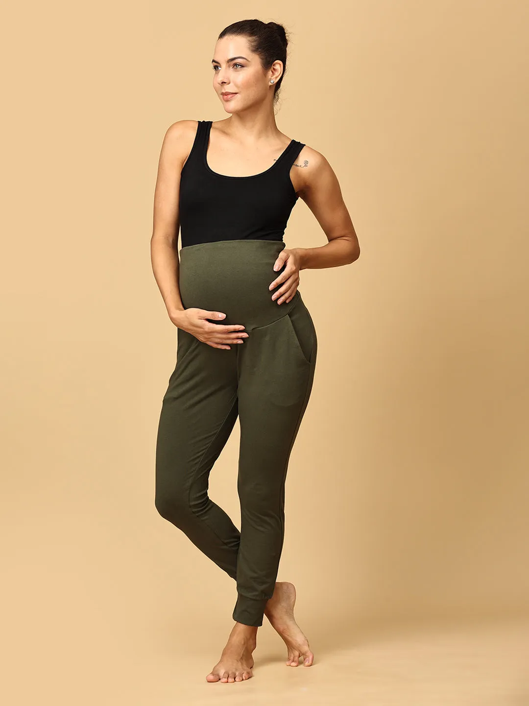 Comfy Maternity Joggers Olive