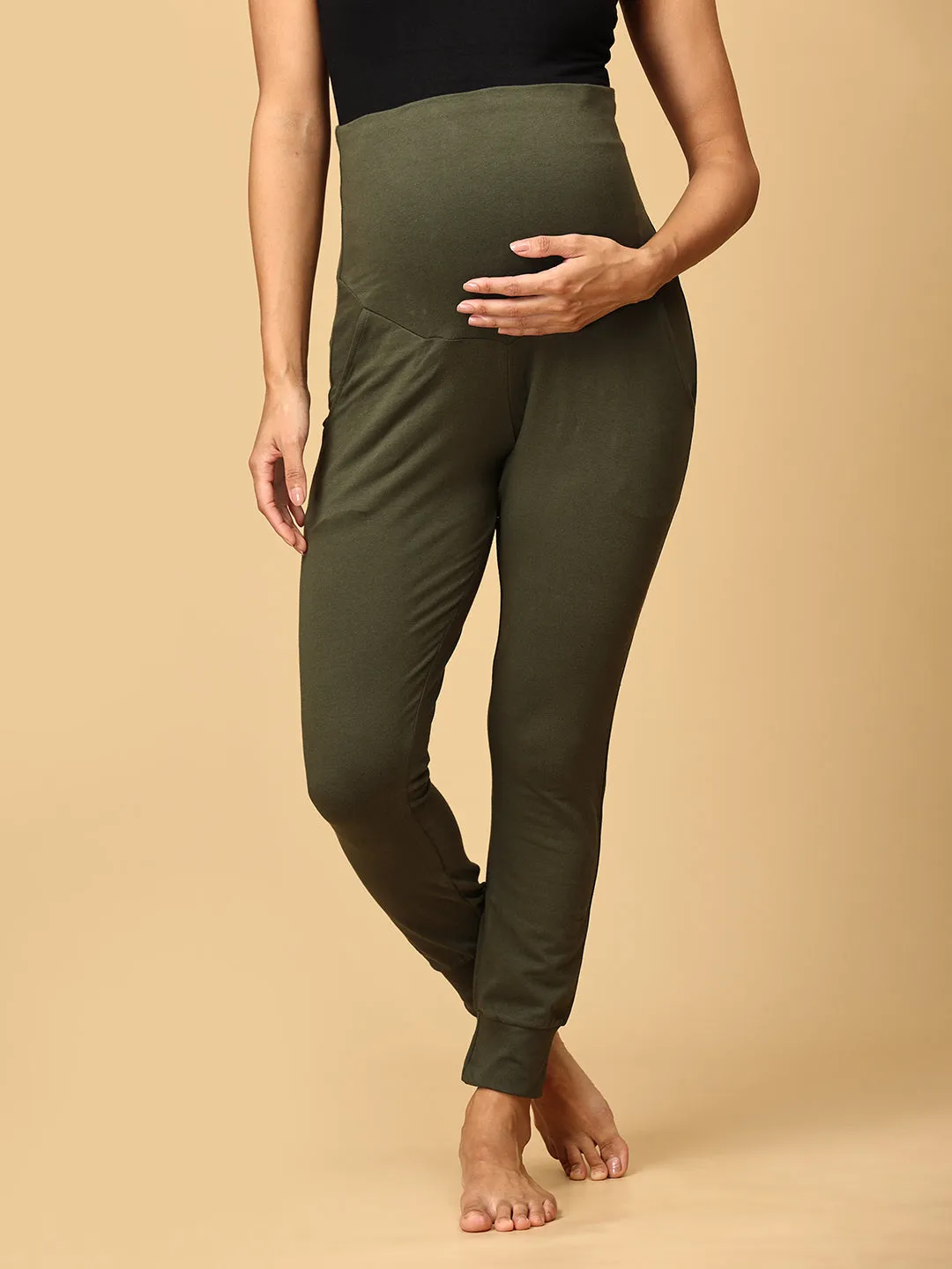 Comfy Maternity Joggers Olive