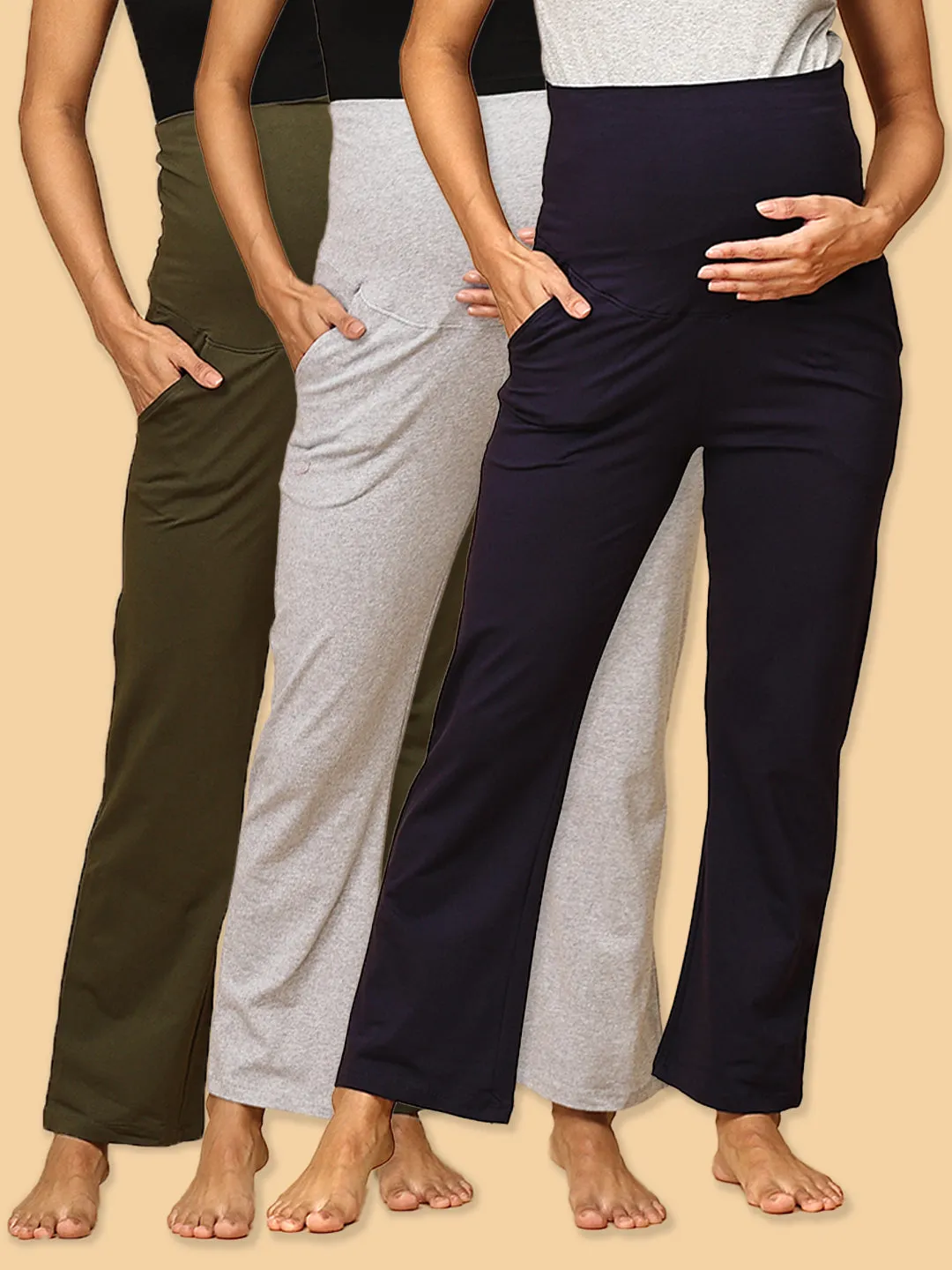 Comfy Maternity Track Pants Combo of 3