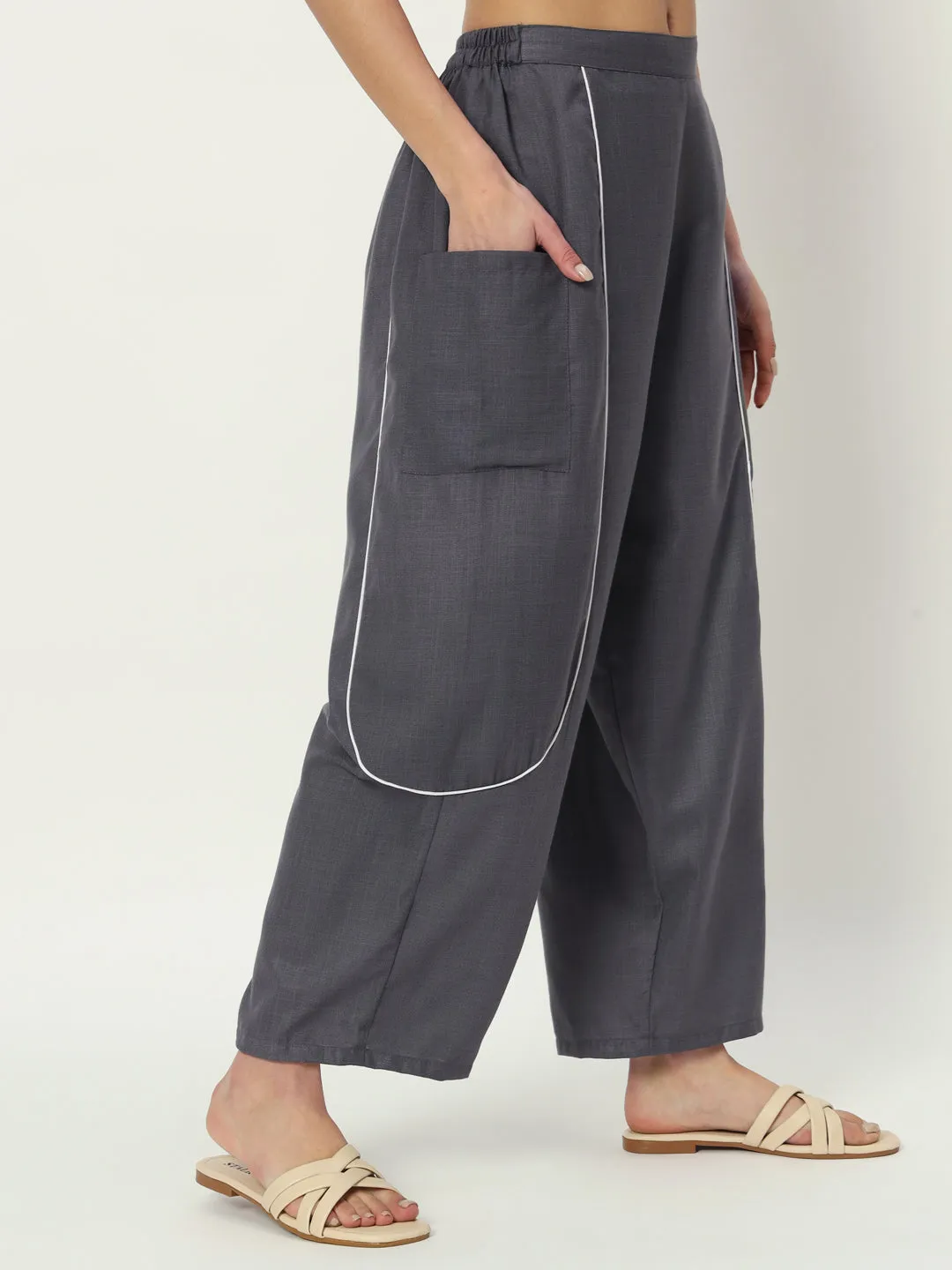 Cotton Solid Balloon Trouser