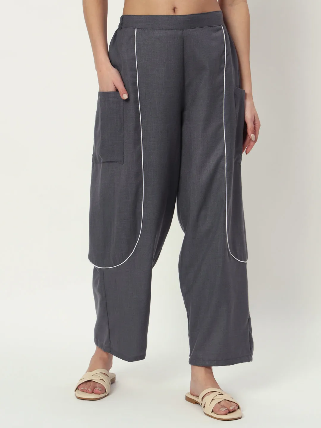 Cotton Solid Balloon Trouser