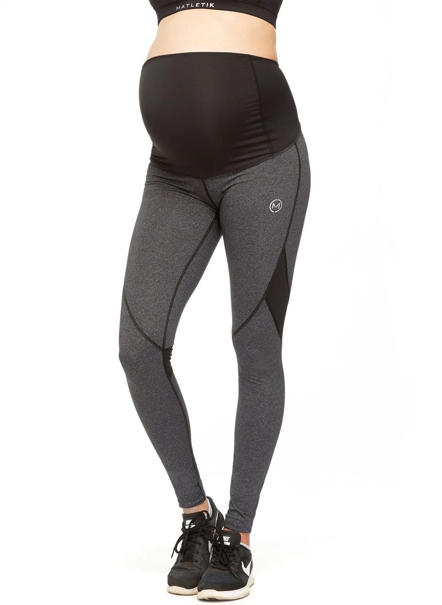 Courage Maternity  Legging with Fold Over Panel - Grey/Black