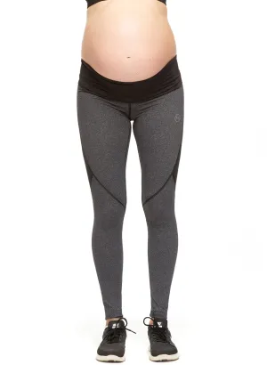 Courage Maternity  Legging with Fold Over Panel - Grey/Black