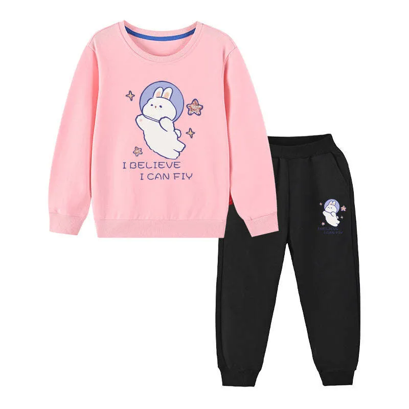 Cute Bunny Graphic Hoodie Sets