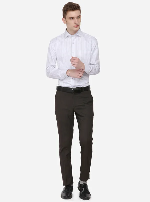 Dark Brown Solid Slim Fit Formal Trouser | Greenfibre