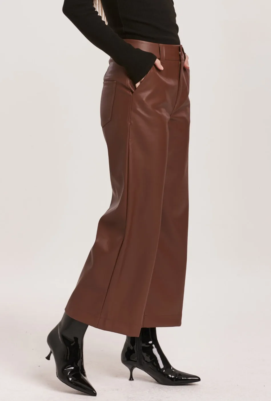 Dear John Audrey Super High Rise Faux Leather Pant Mahogany