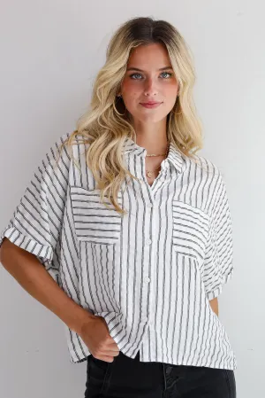 FINAL SALE - Ultra Darling White Striped Blouse