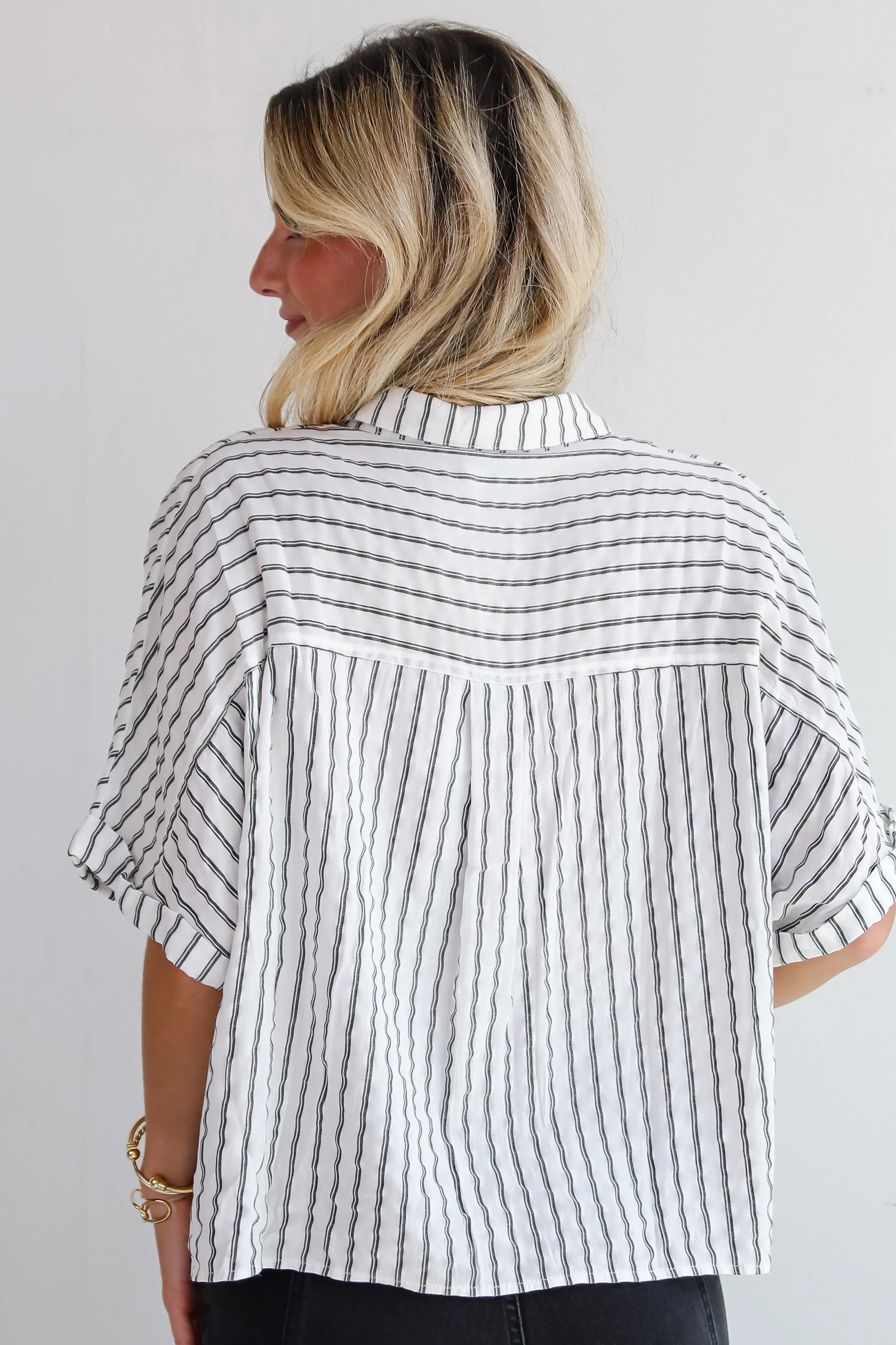 FINAL SALE - Ultra Darling White Striped Blouse