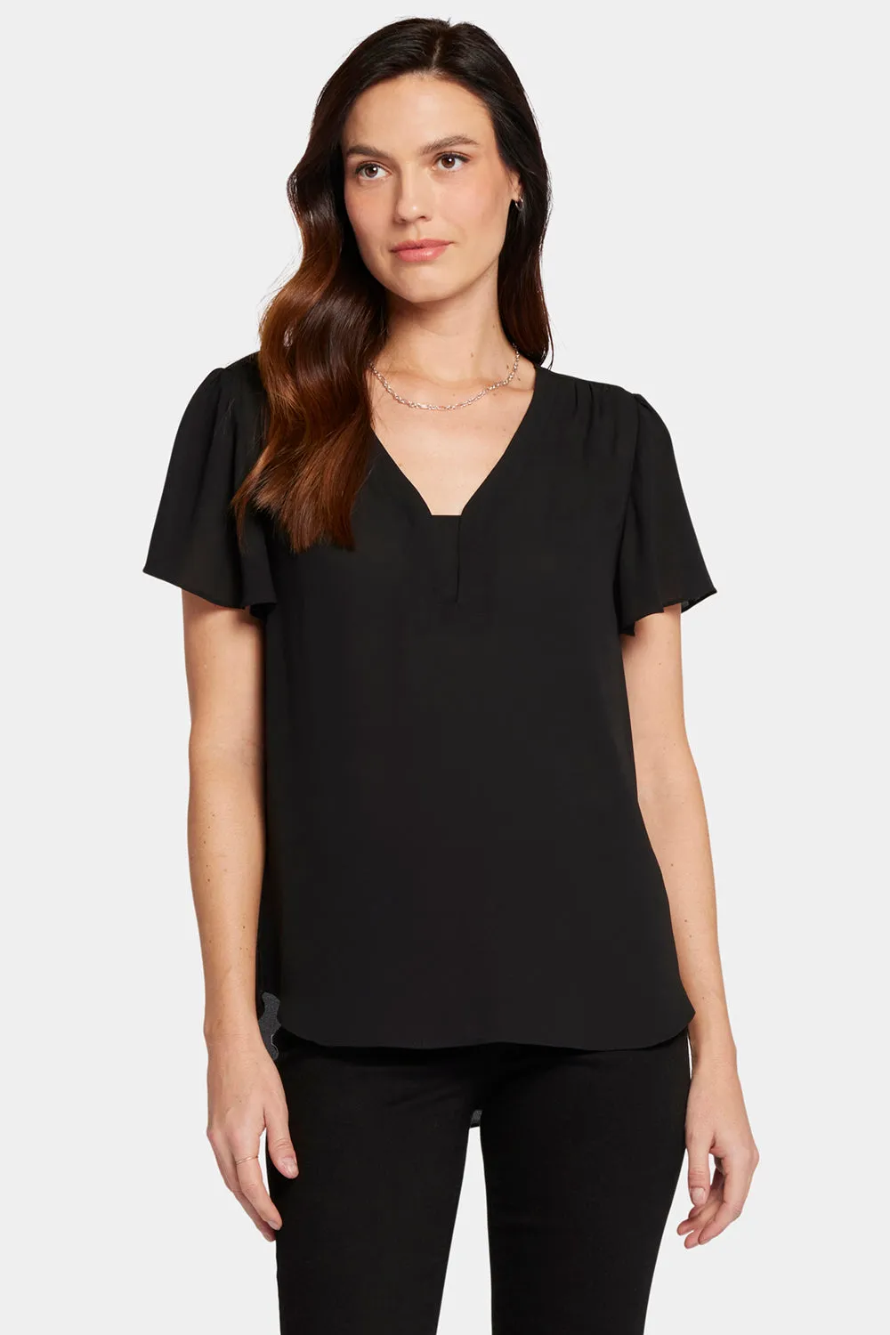 Flounce Sleeve Blouse - Black