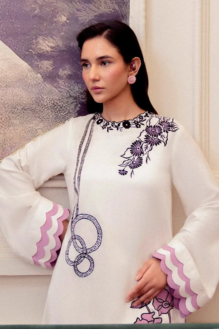 Fozia Khalid - Zarqoon Cotton Net Collection - Safa White