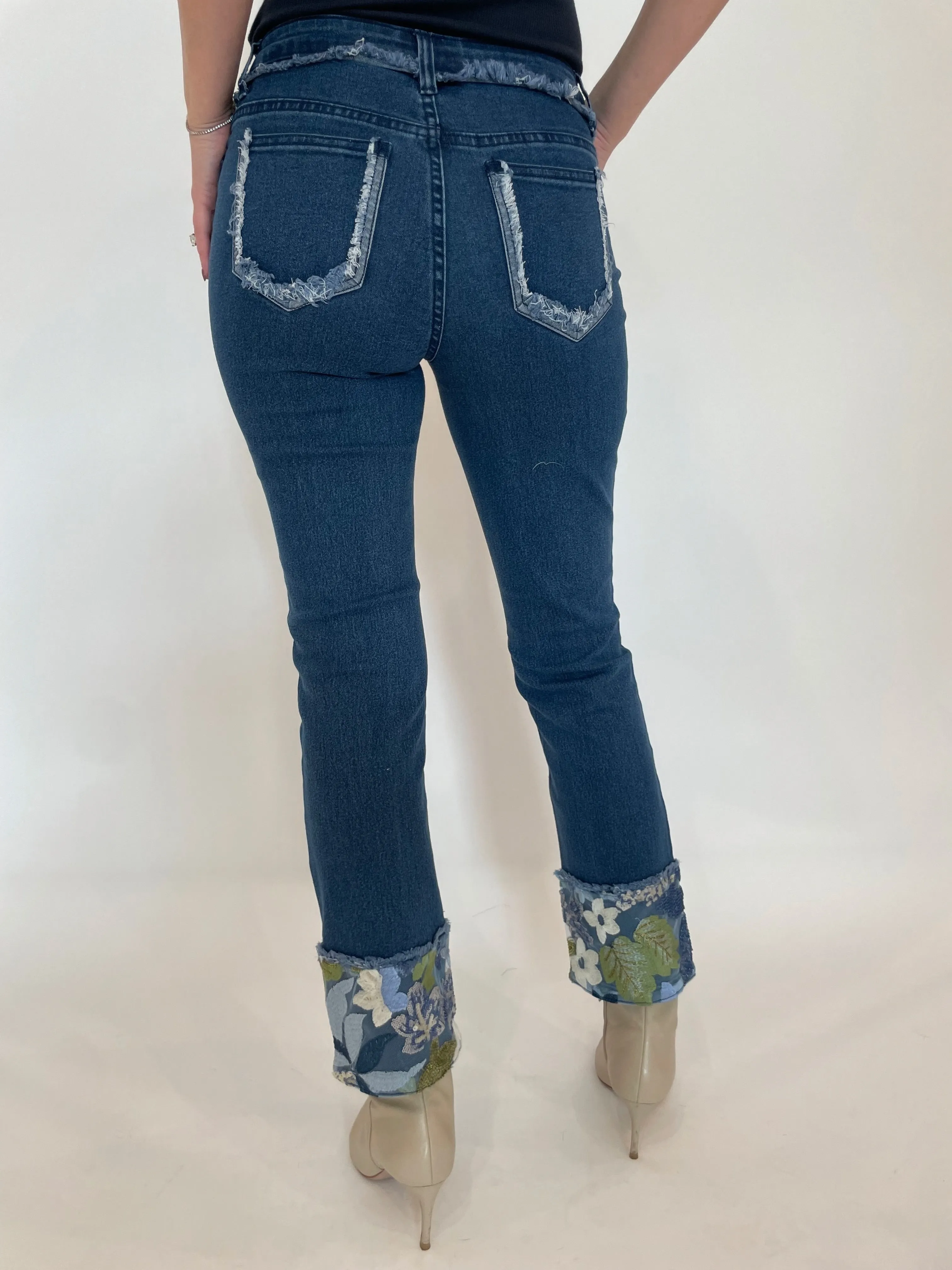 Gloria Sequin Fold Denim Jeans