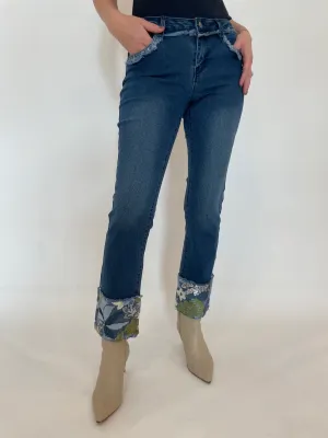 Gloria Sequin Fold Denim Jeans