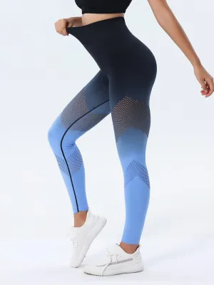 Gradient Printed Yoga Pants Seamless High Waist Hip Lifting Fitness Leggings For Women Quick Drying Tights