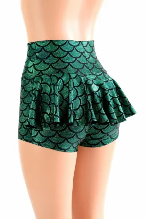 Green Mermaid Ruffle Rump Shorts