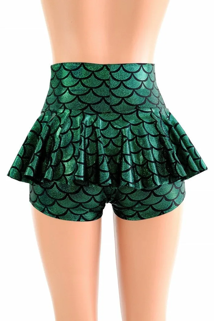 Green Mermaid Ruffle Rump Shorts