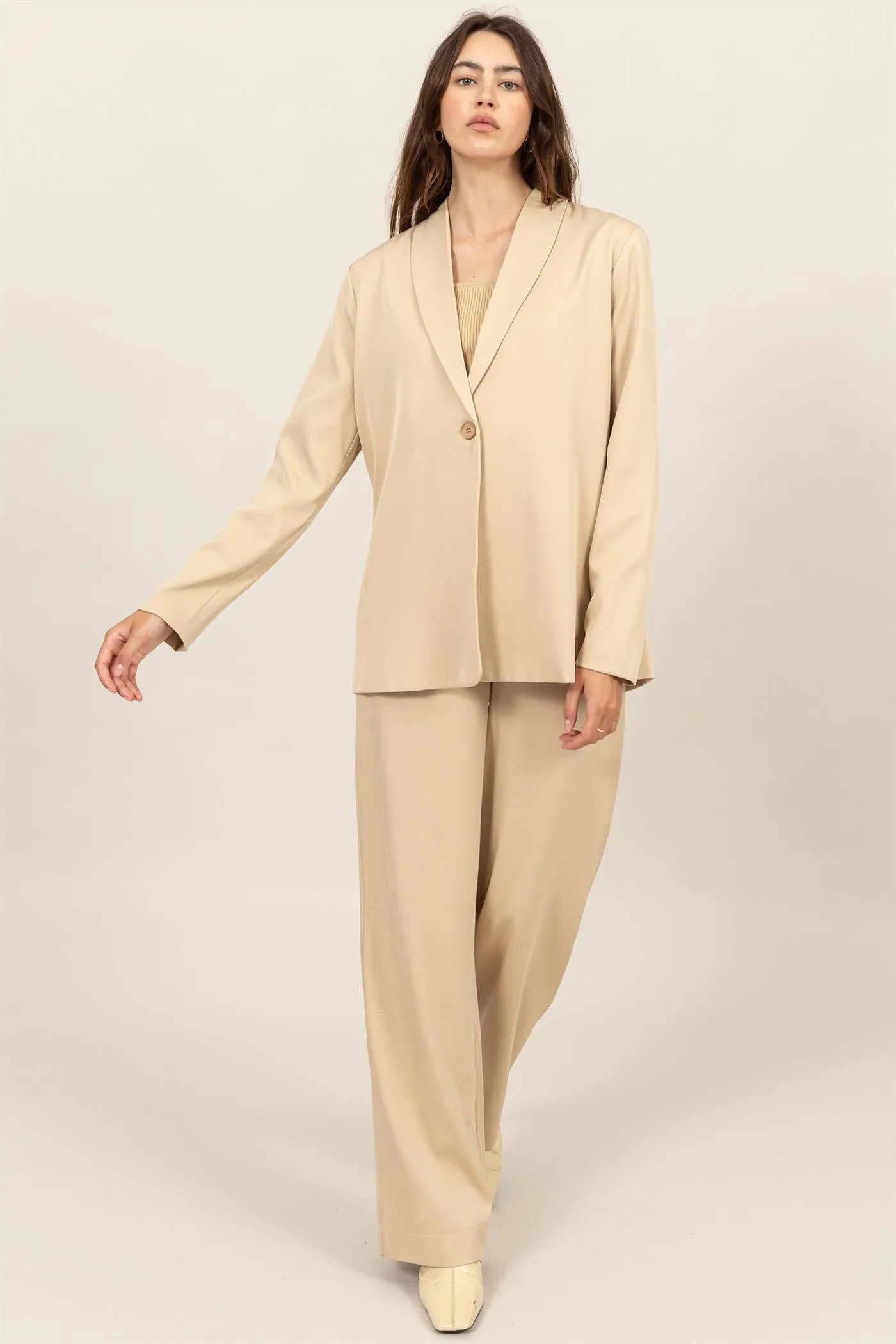 HF24E701-SET-SHOULDER PAD BLAZER WITH TROUSERS SET