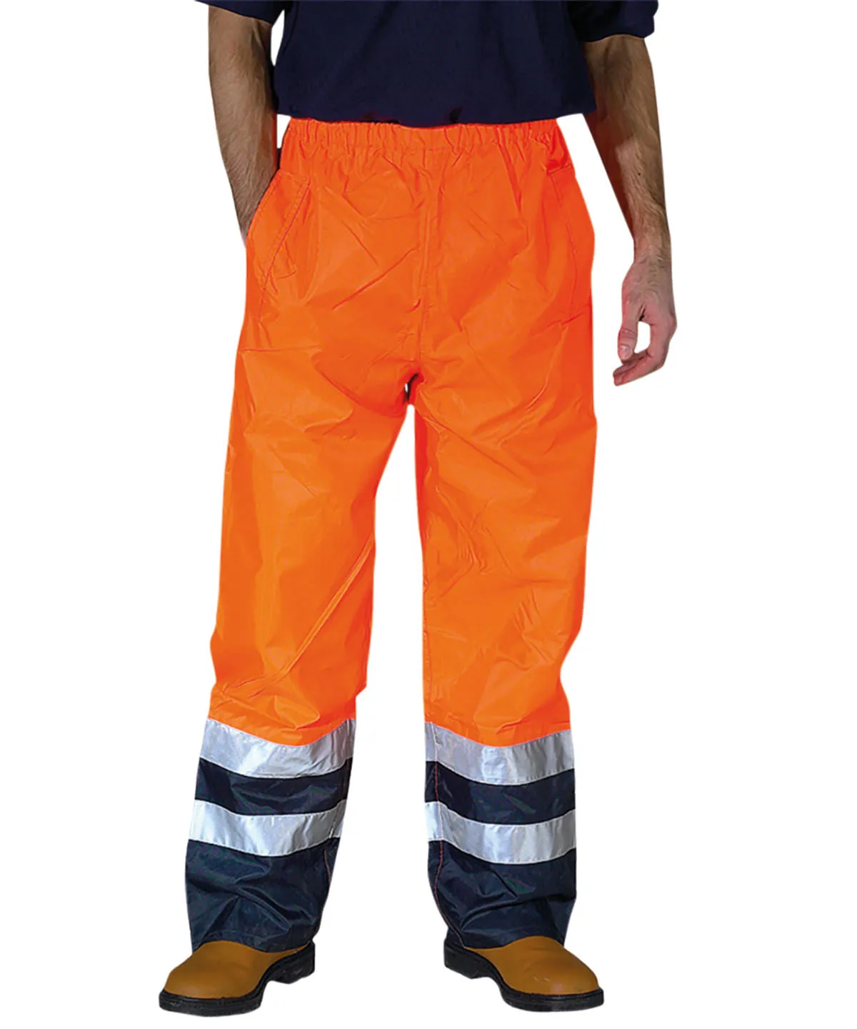 Hi-vis waterproof overtrousers (HVS463) | Yellow/Navy