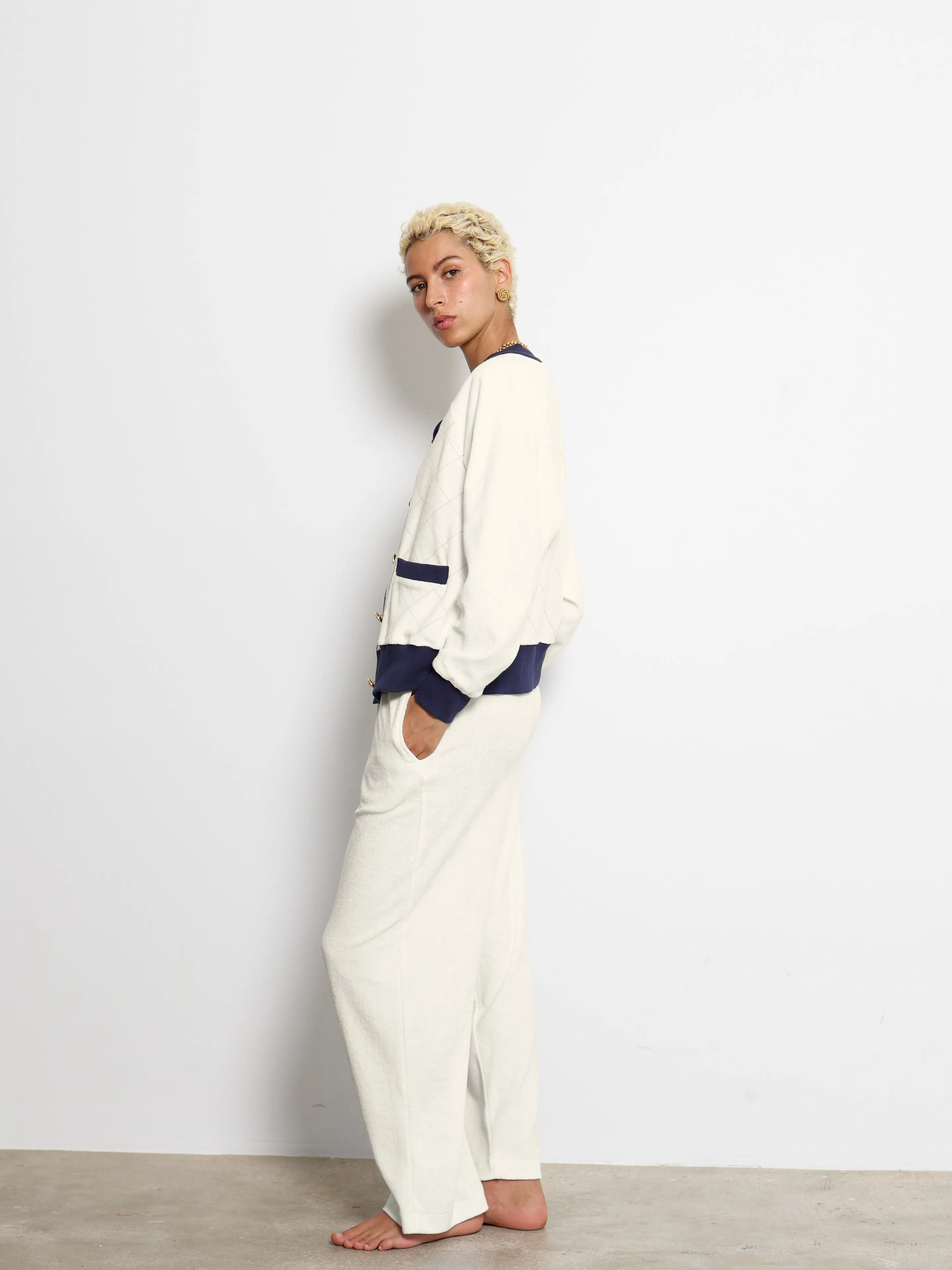 HIGH RISE PLEATED PANT OFF WHITE