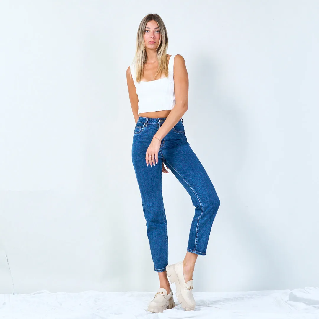 High-rise slim fit jeans with classic wash wholesale