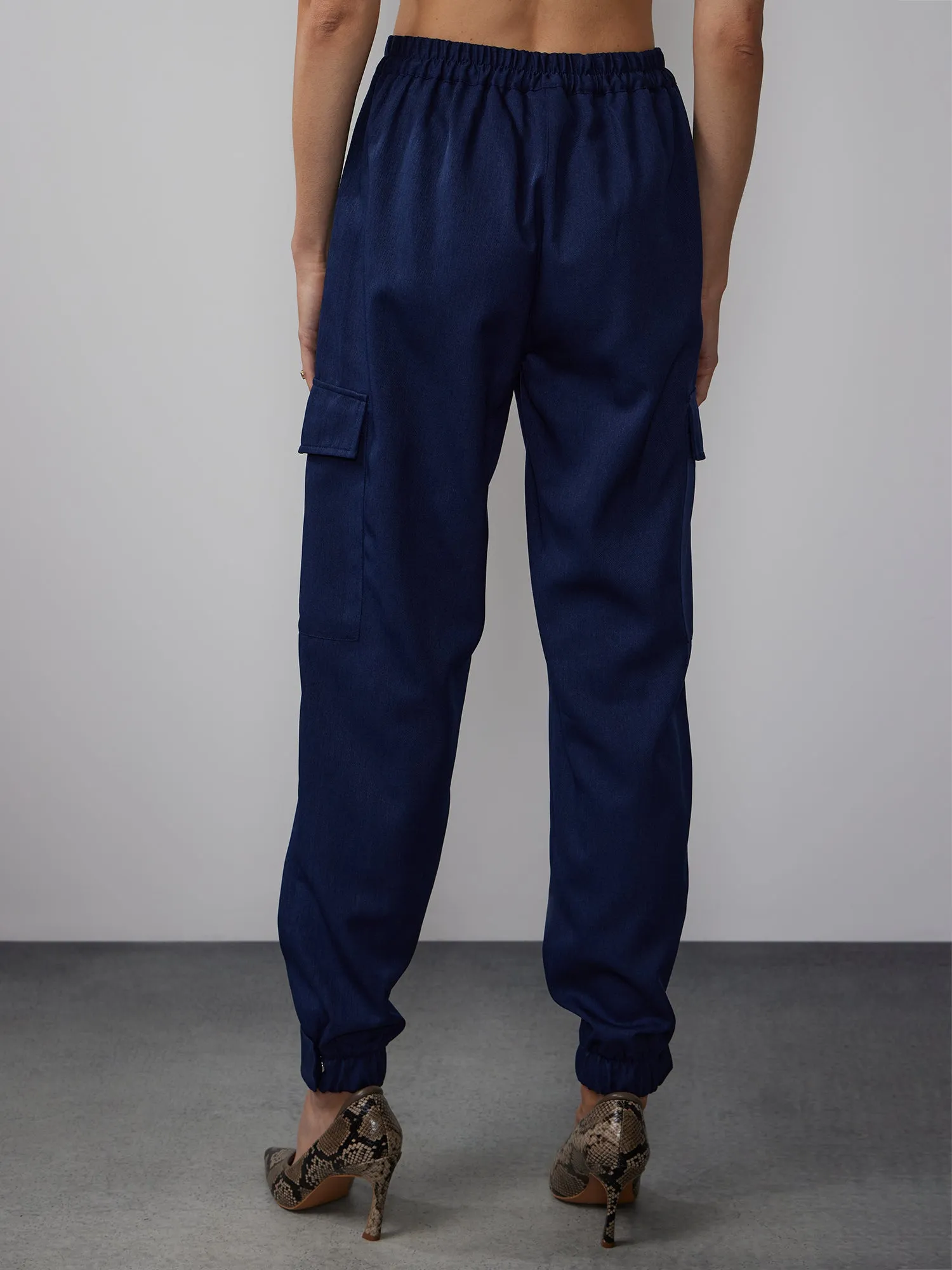 High Rise Twill Jogger Pant