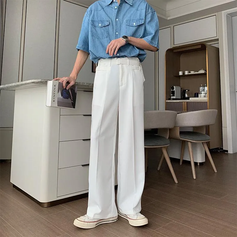 Hua Subtle Pleats Cloth Belt Pants