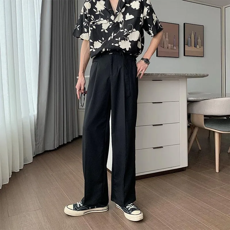 Hua Subtle Pleats Cloth Belt Pants