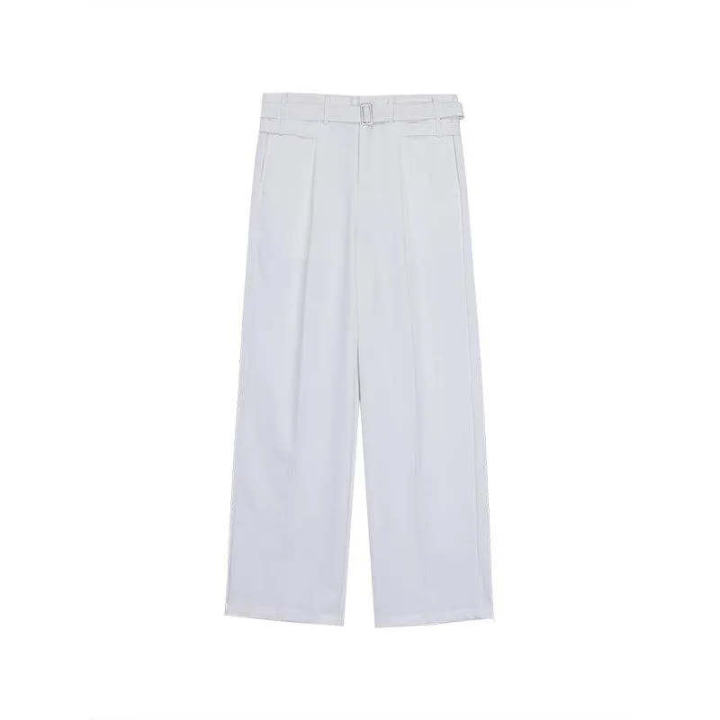 Hua Subtle Pleats Cloth Belt Pants