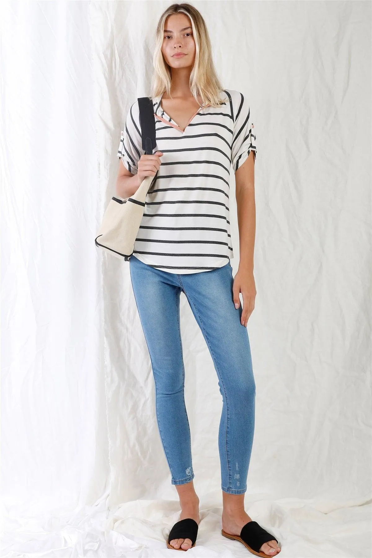 Light Blue High-Waisted With Rips Skinny Denim Jeans