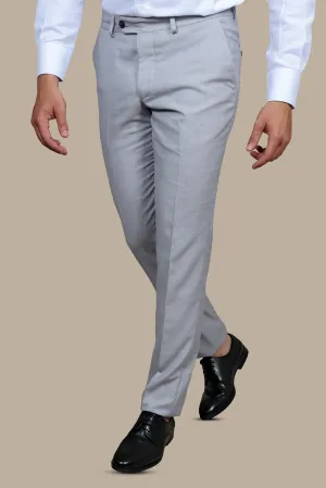 Light Grey Structured Lycra Comfort Trousers