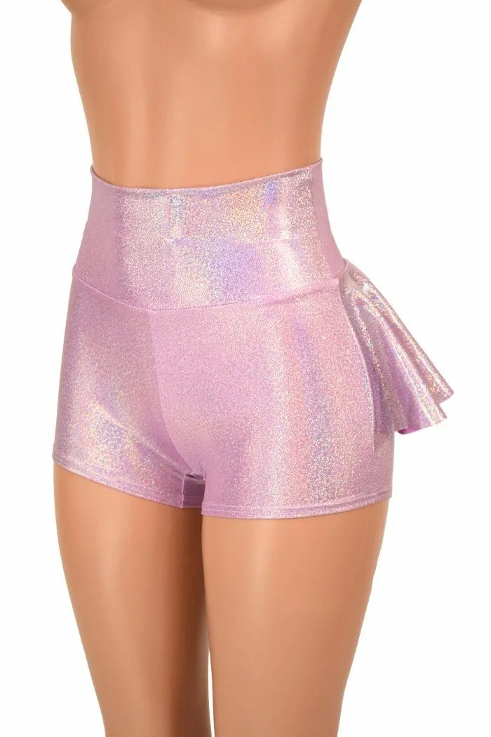 Lilac Holographic Ruffle Rump Shorts