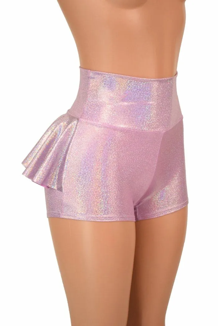 Lilac Holographic Ruffle Rump Shorts